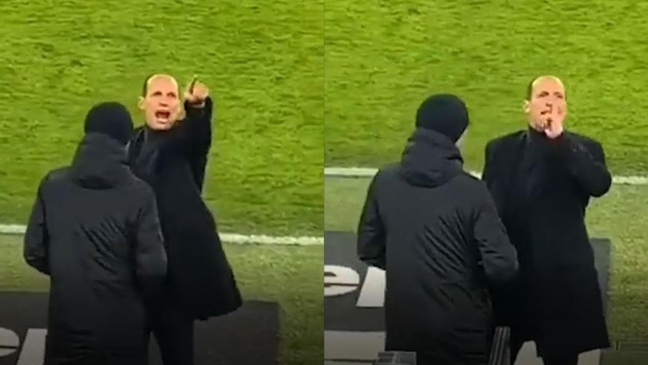 Allegri contro il tifoso in tribuna che fischia i giocatori della Juventus: "Stai zitto, vieni qui"