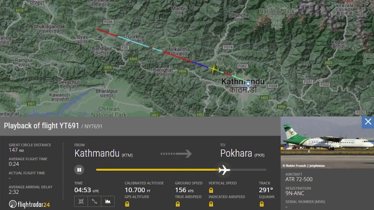 Nepal, il percorso dell'aereo della Yeti Airlines prima dello schianto nei pressi di Pokhara