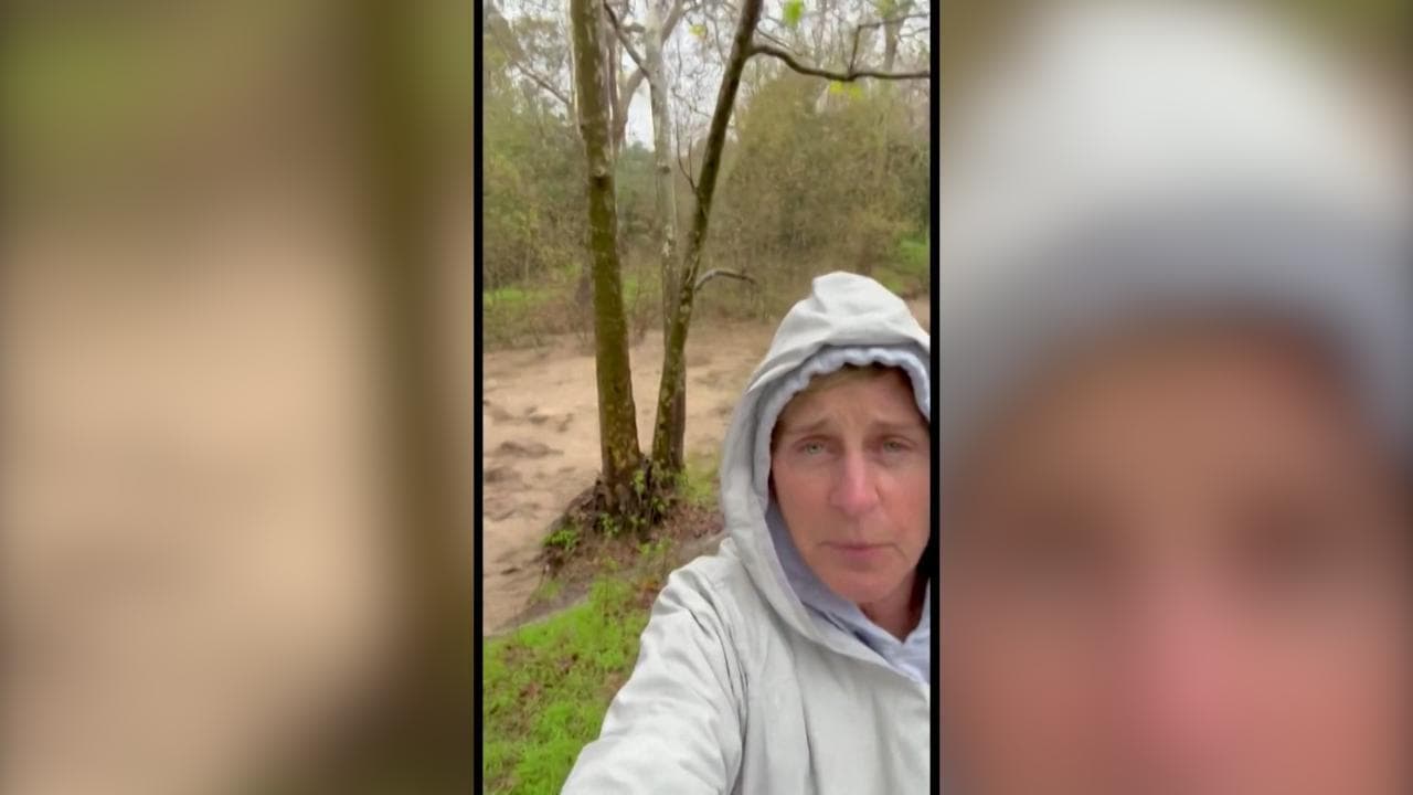 Alluvione in California, Ellen DeGeneres mostra il torrente in piena: "Dobbiamo essere più gentili con madre natura"