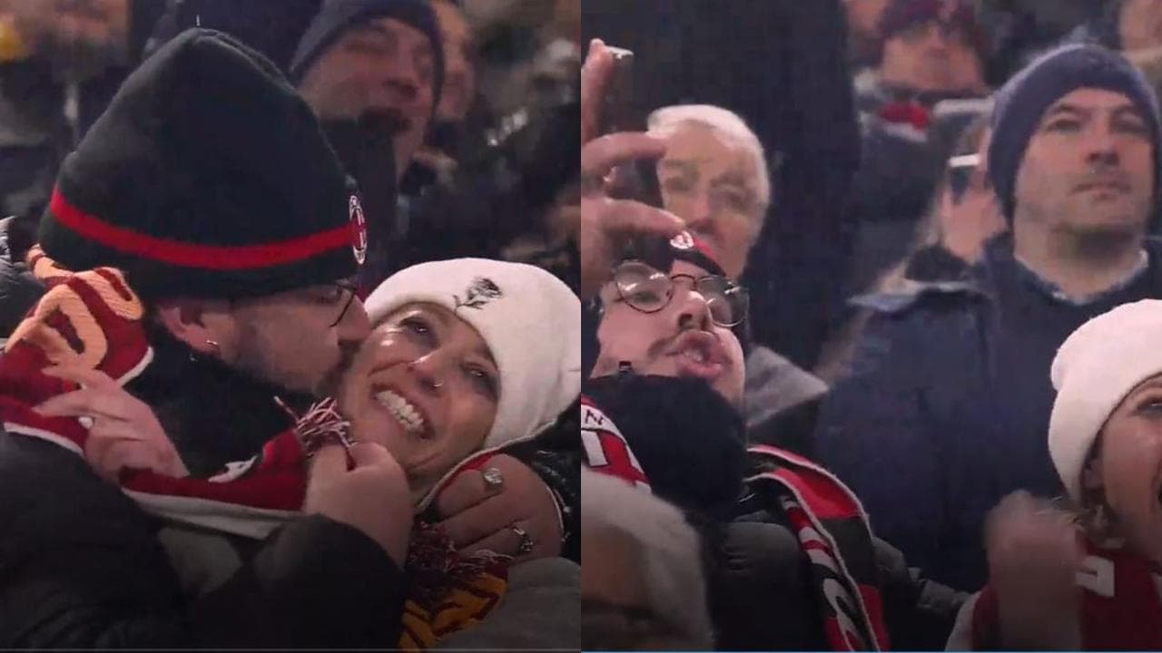 Milan-Roma, amore a San Siro: la partita finisce pari, ma una coppia in tribuna ha comunque vinto