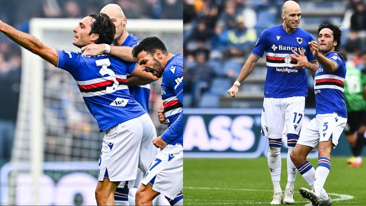 Augello della Sampdoria esulta dopo il gol lanciando un'immaginaria freccetta: ecco perché