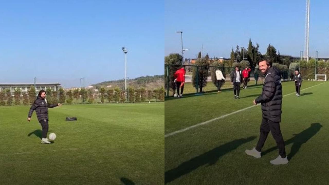 Pirlo, il tiro impossibile entra in porta al primo tentativo