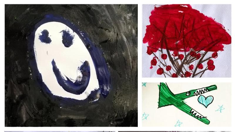 Alcuni dei disegni raccolti dal centro Child Care del Bambino Gesù.