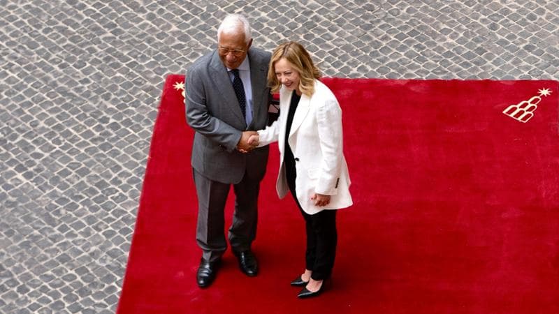 Roma, 22 luglio: Giorgia Meloni riceve il nuovo presidente del Consiglio europeo, Antonio Costa