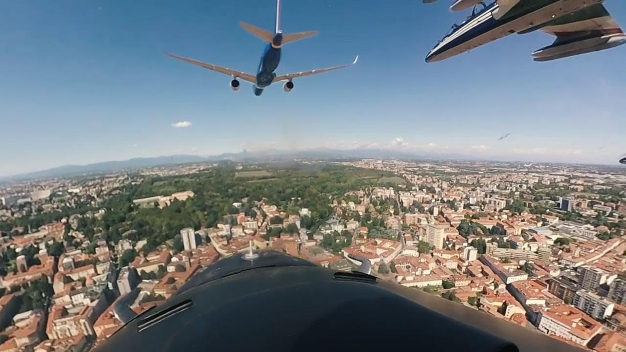 L'airbus di Ita su Monza: ripreso dalle frecce tricolori