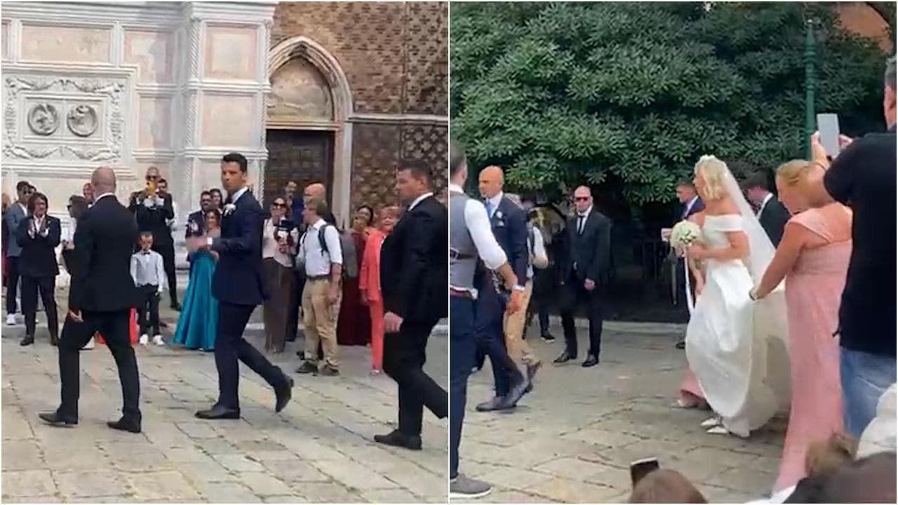 Venezia, l'arrivo di Federica Pellegrini e Matteo Giunta in chiesa