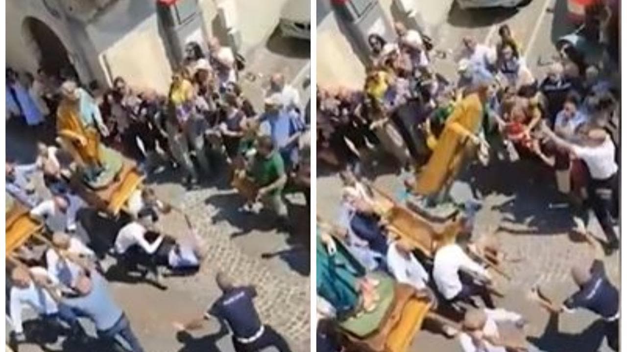 Calabria, portatore cade durante la processione: la statua del santo sfiora i fedeli