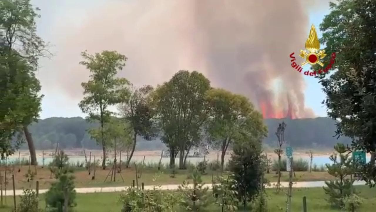 Bibione, maxi incendio lambisce la spiaggia: le persone si tuffano in mare per sfuggire alle fiamme