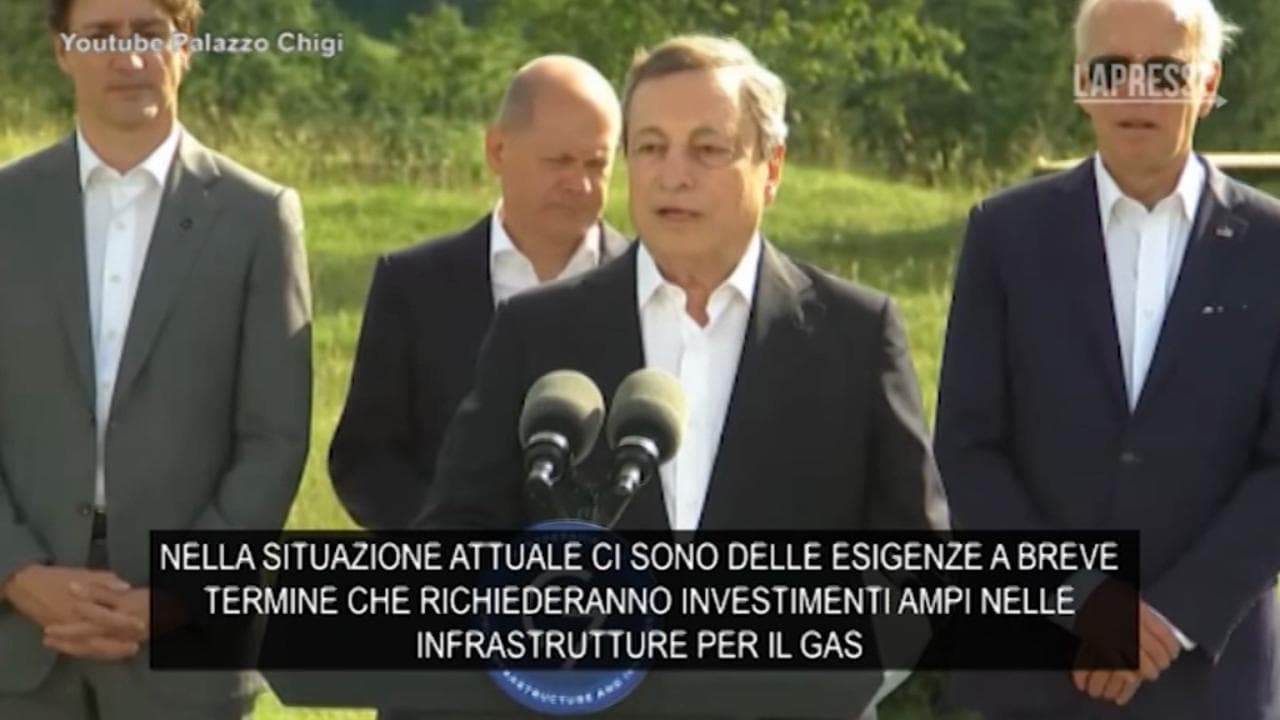 G7, Draghi: "Investimenti in infrastrutture gas, poi puntare a idrogeno"