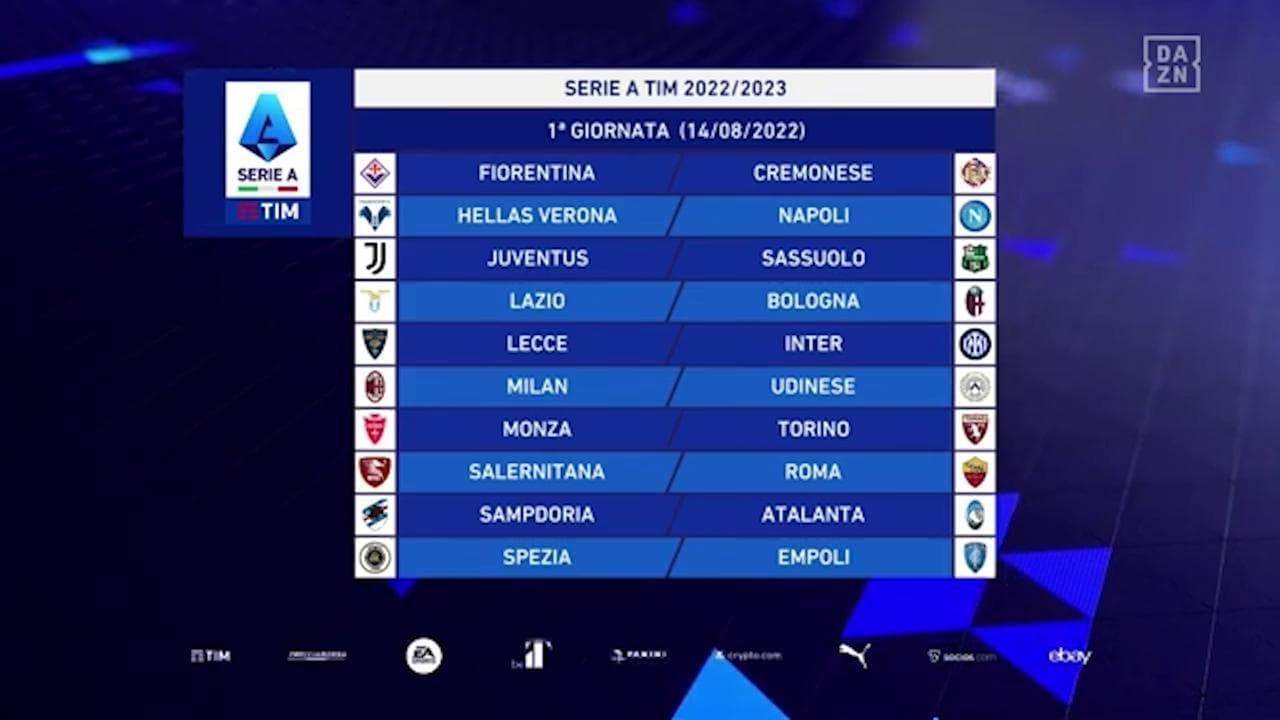 Calcio, i 38 turni del calendario della prossima Serie A