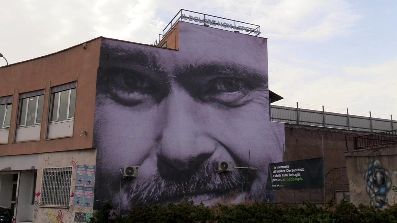 Cannabis legale, a Roma un murale per ricordare la lotta di Walter De Benedetto