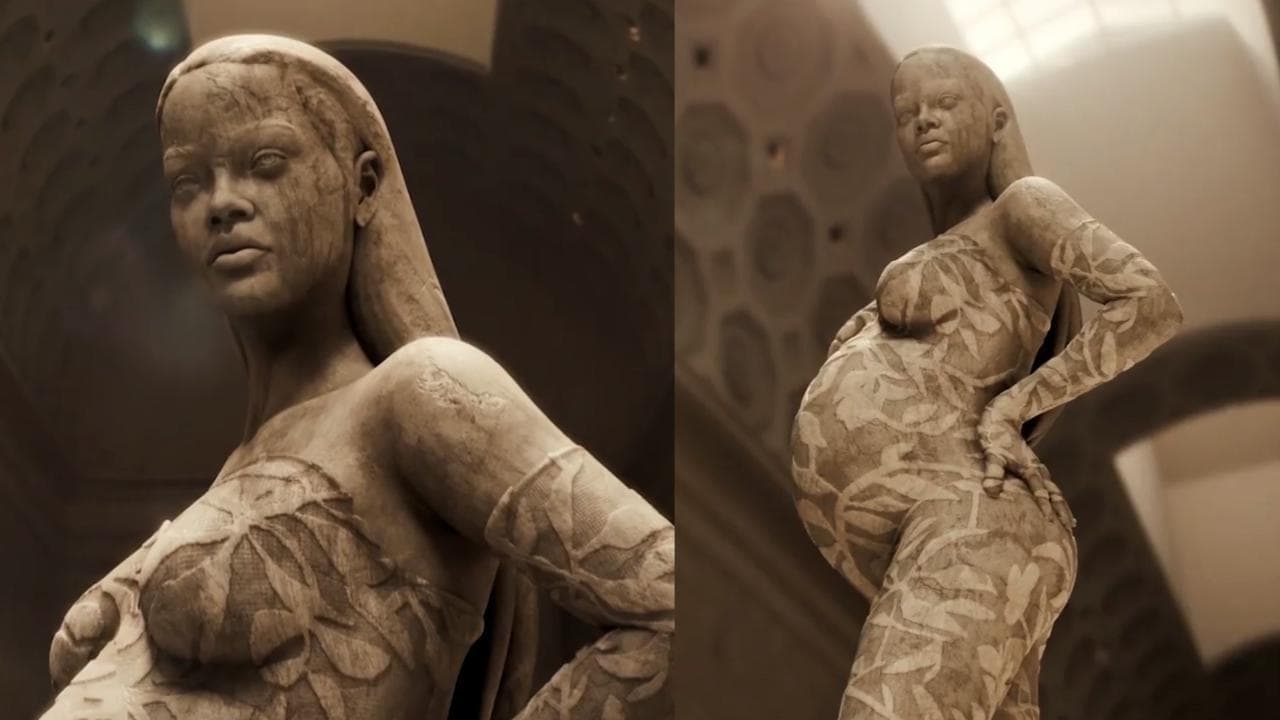 Il pancione di Rihanna diventa una statua greca digitale