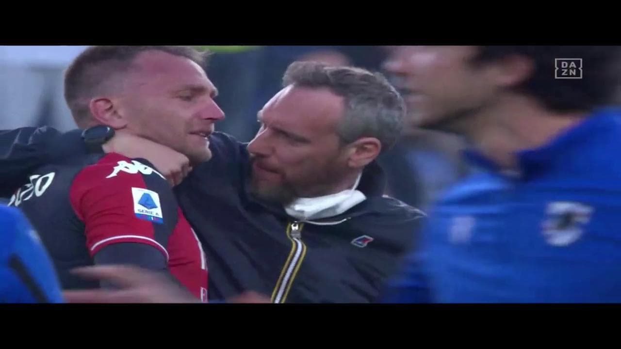 Sampdoria-Genoa, Criscito sbaglia un rigore e piange. Lo consolano anche gli avversari