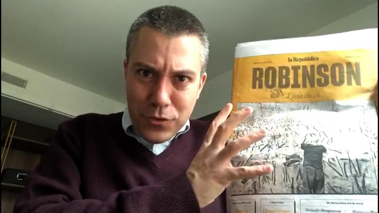Saverio Raimondo: "Fate l'arte non la guerra, il senso di Robinson per il sesso"
