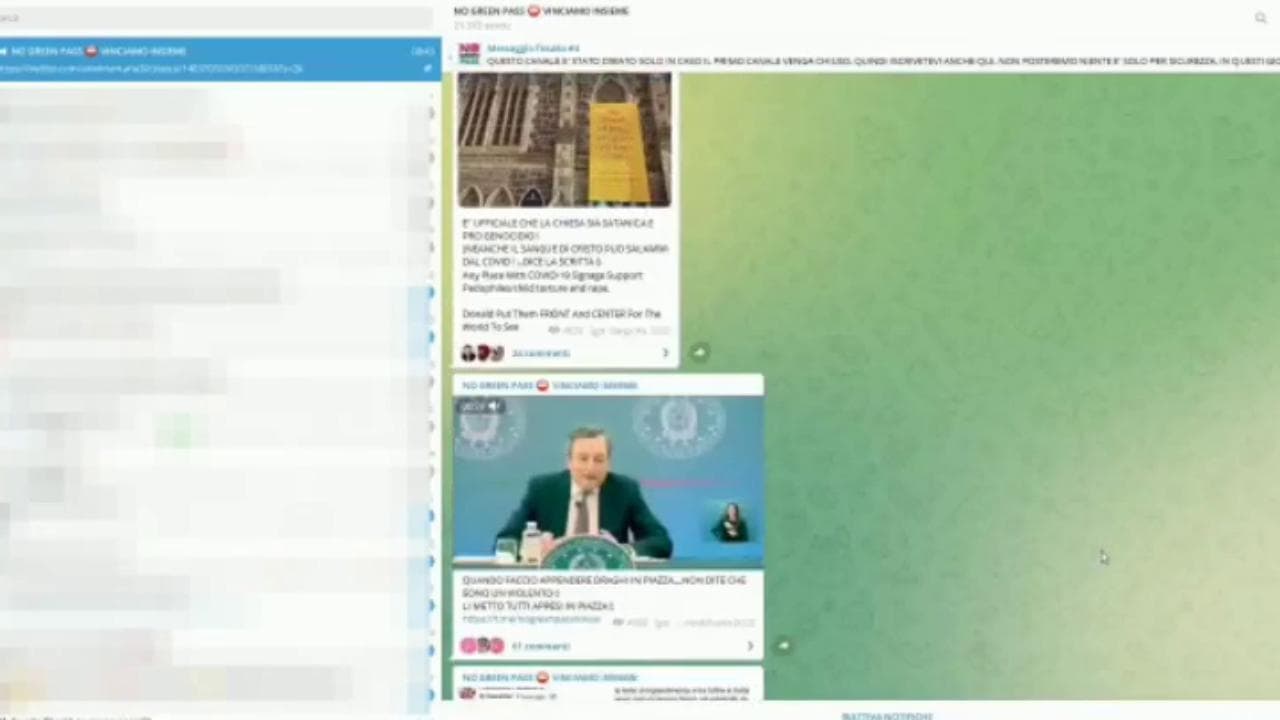 Messaggi di odio e minacce di No vax su Telegram contro il premier Draghi e contro Biden