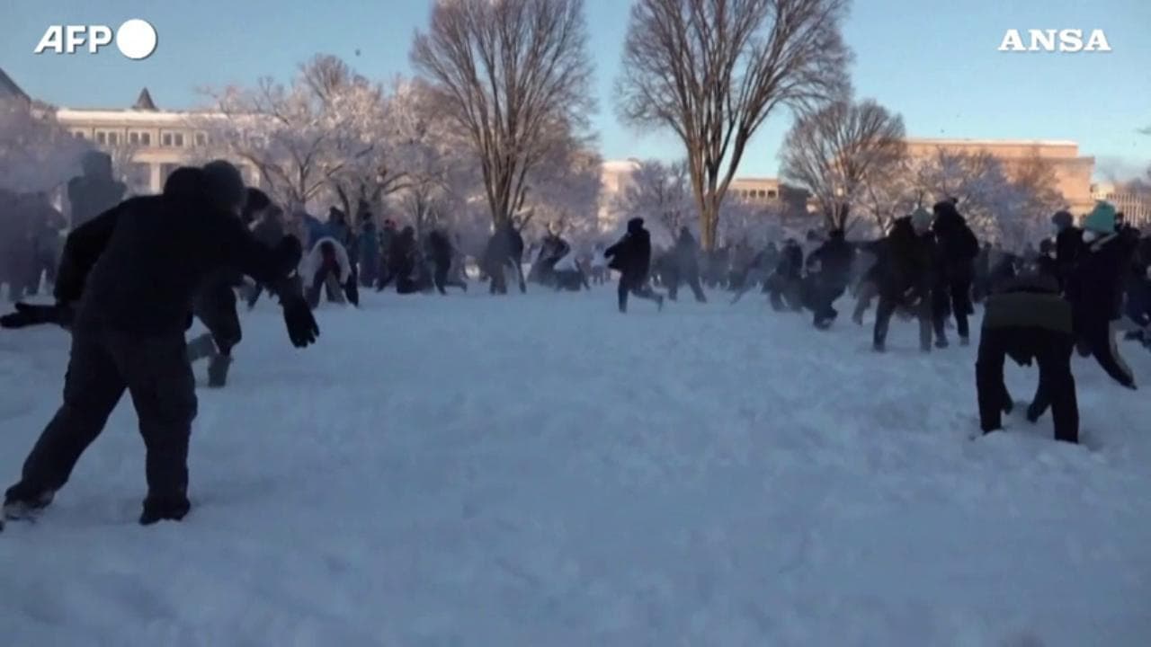 Washington imbiancata: la battaglia di palle di neve dei residenti