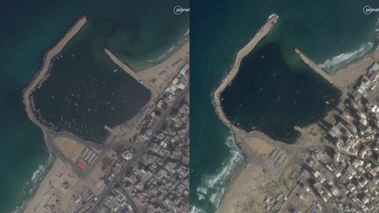 Il porto di Gaza visto da satellite, immagini a confronto: prima e dopo il conflitto