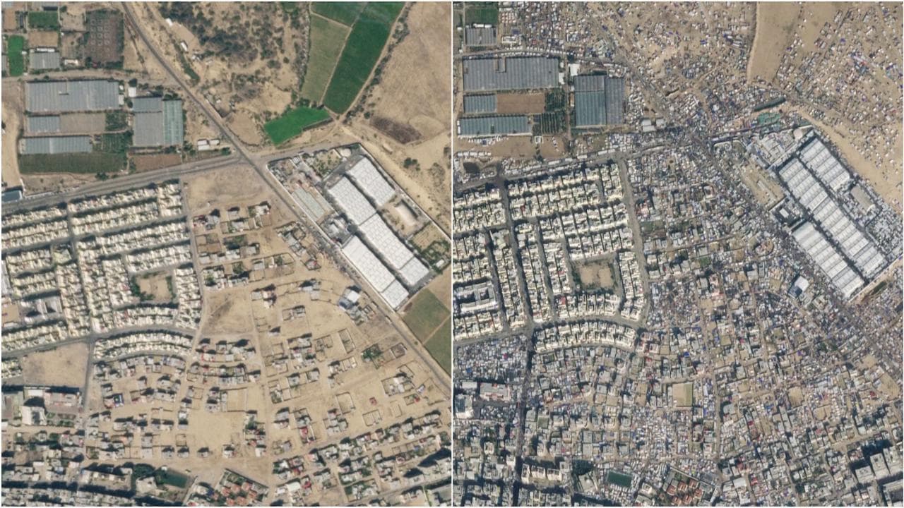 Rafah, le immagini dal satellite prima e dopo l'arrivo di sfollati: un milione e mezzo in pochi chilometri