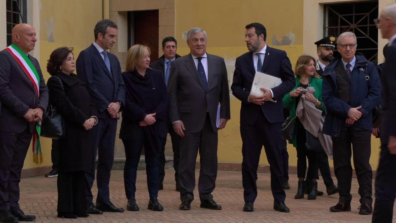 Cutro, l'arrivo della premier Giorgia Meloni e dei ministri Salvini e Tajani