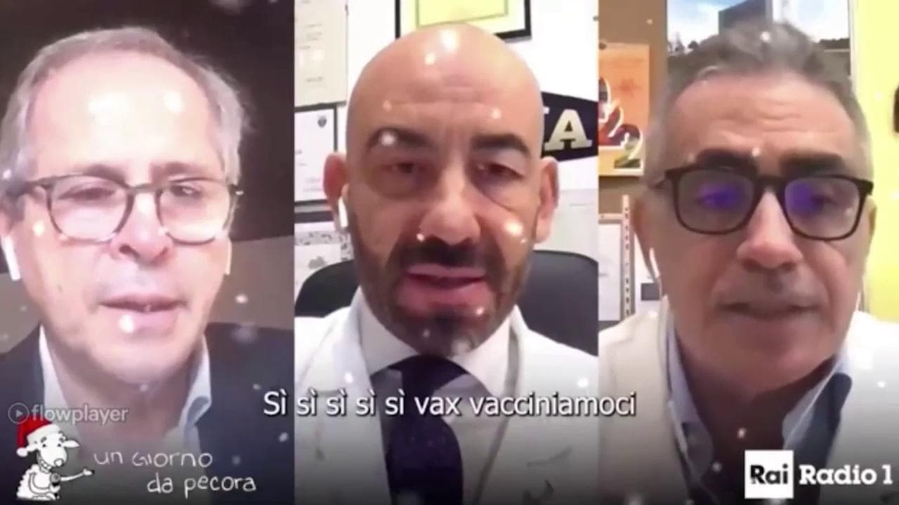 Come i tre tenori: Crisanti, Bassetti, Pregliasco cantano "Sìsì vax" sulle note di Jingle Bells