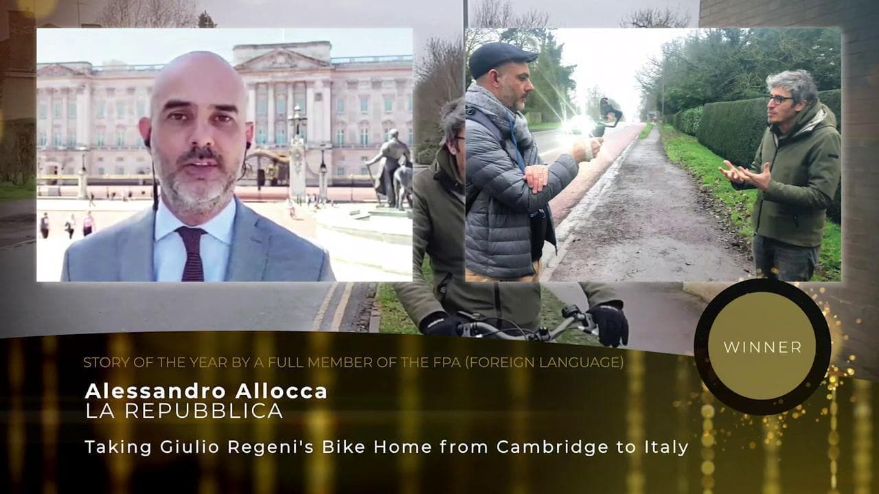 Londra, il videoreportage di Repubblica sulla bici di Giulio Regeni premiato come "storia dell'anno" in lingua straniera