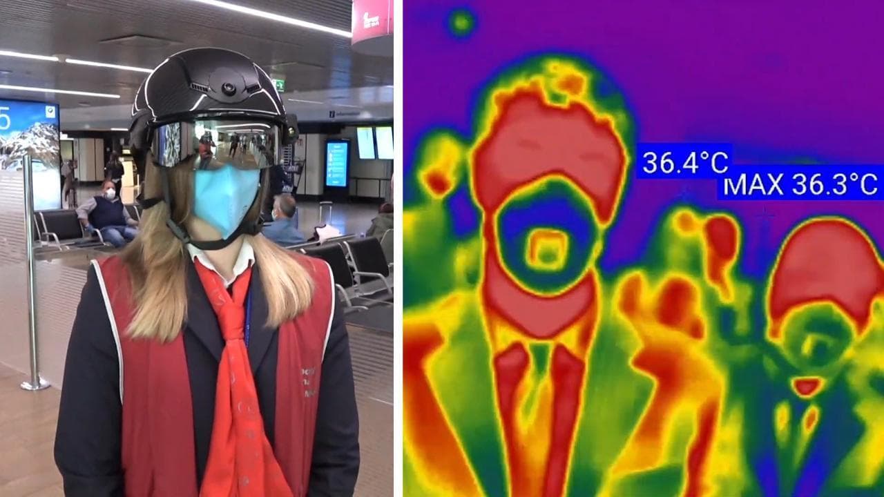 Fase 2, all'aeroporto di Fiumicino arriva 'Robocop': il casco che misura la temperatura a distanza