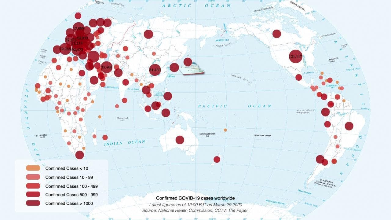 Coronavirus, come si è diffuso il contagio fuori dalla Cina: l'animazione sul mondo in 2d