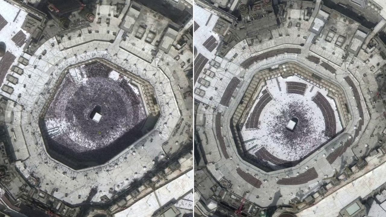 Prima e dopo il coronavirus: la Mecca vista dal satellite