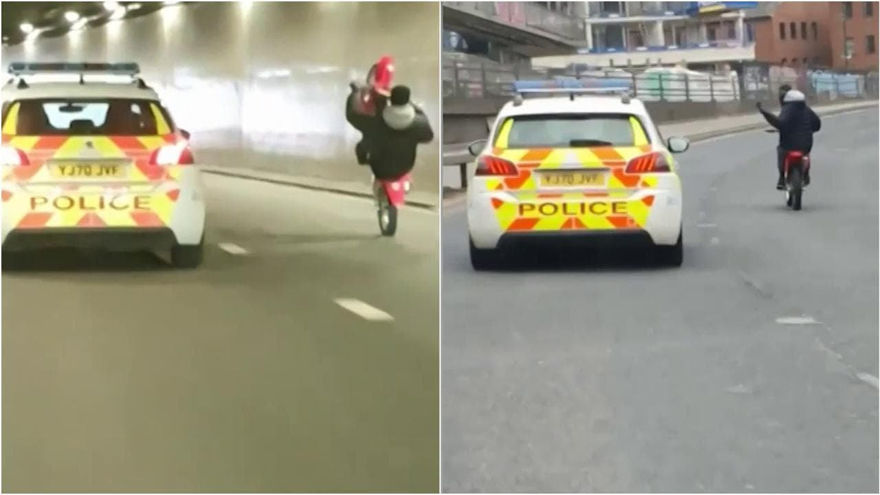 Motociclista impenna davanti alla polizia senza casco e deride gli agenti: esplode la polemica