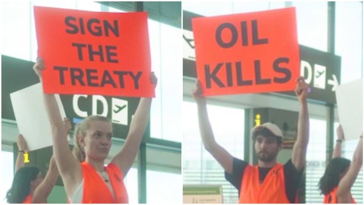 Aeroporti chiusi e voli cancellati, la protesta degli attivisti per il clima: "Stop a petrolio, gas e carbone entro il 2030"