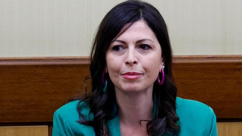 Barbara Floridia, M5S, durante la prima riunione della commissione di vigilanza Rai, Camera dei Deputati, Roma 4 aprile 2023..ANSA/FABIO FRUSTACI