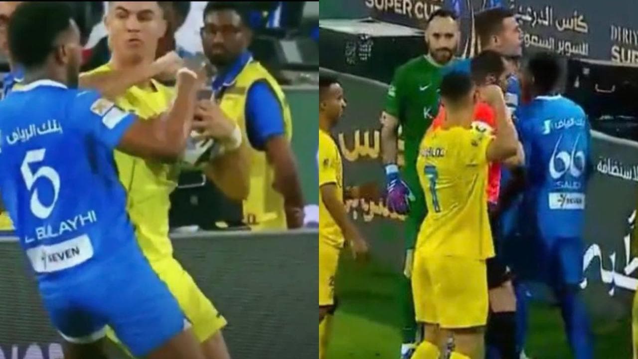 Follie di Ronaldo in campo: dà una gomitata a un avversario, poi minaccia di colpire l'arbitro