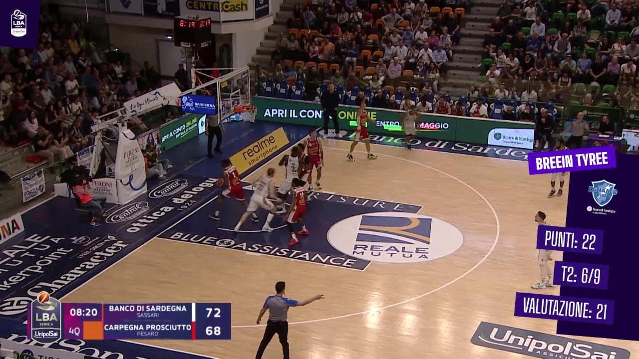 Basket serie A, gli highlights di Dinamo Sassari - Carpegna Pesaro