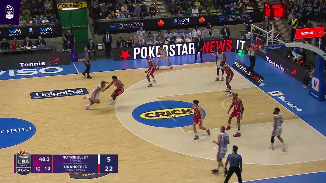 Basket serie A, gli highlights di Nutribullet Treviso - Unahotel Reggio Emilia