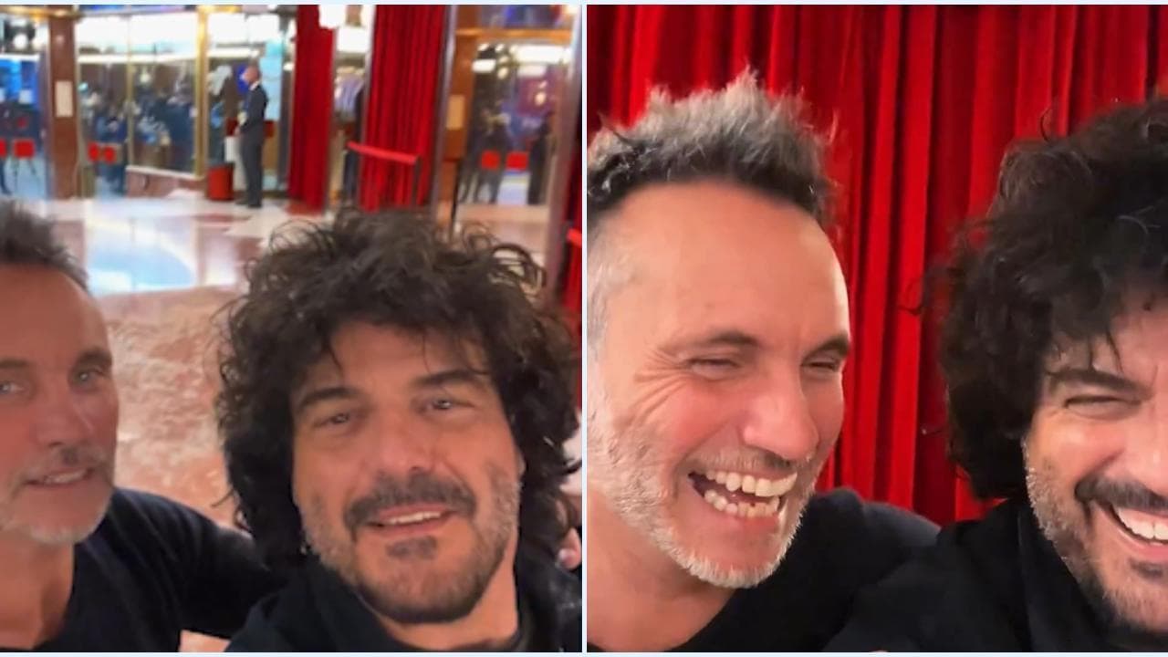 Nek e Renga a Sanremo, nel back stage del teatro cantano i brani del passato