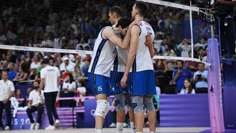 Un'immagine di Lavia, Romanò e Russo durante la semifinale con la Francia