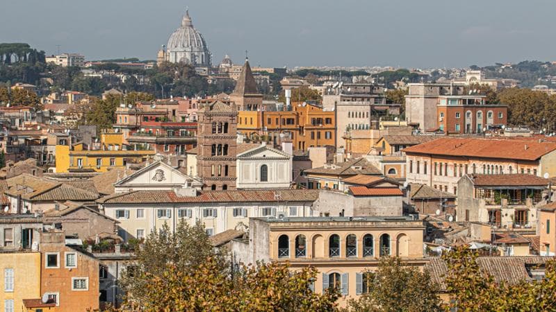 High angle view of Rome skyline,Italy