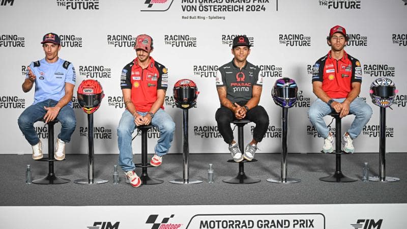Da sinistra: Marc Marquez, Bagnaia, Martin e Bastianini