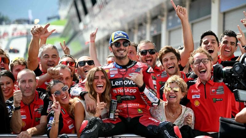 Francesco Bagnaia festeggia la vittoria