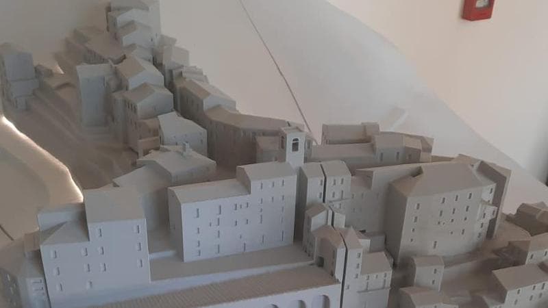 Il plastico della ricostruzione del centro storico di Arquata del Tronto (Ascoli Piceno)