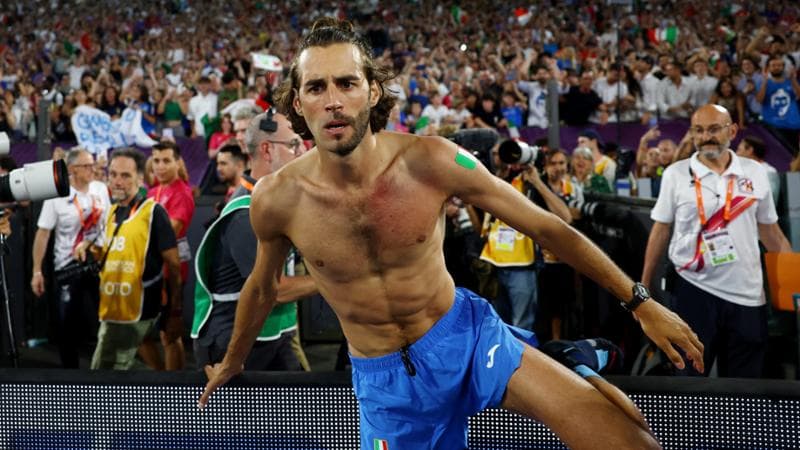 Gianmarco Tamberi all'Olimpico dopo aver vinto l'oro europeo
