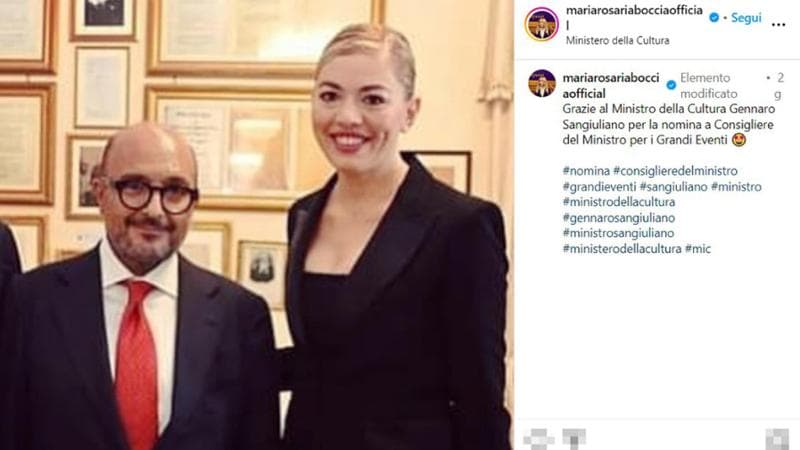 Maria Rosaria Boccia e Gennaro Sangiuliano in un post instagram