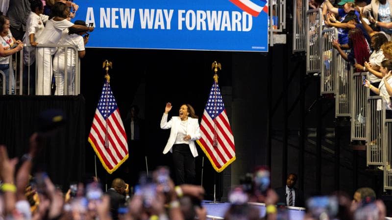 Savannah, Georgia (Stati Uniti), 29 agosto: Kamala Harris durante un comizio