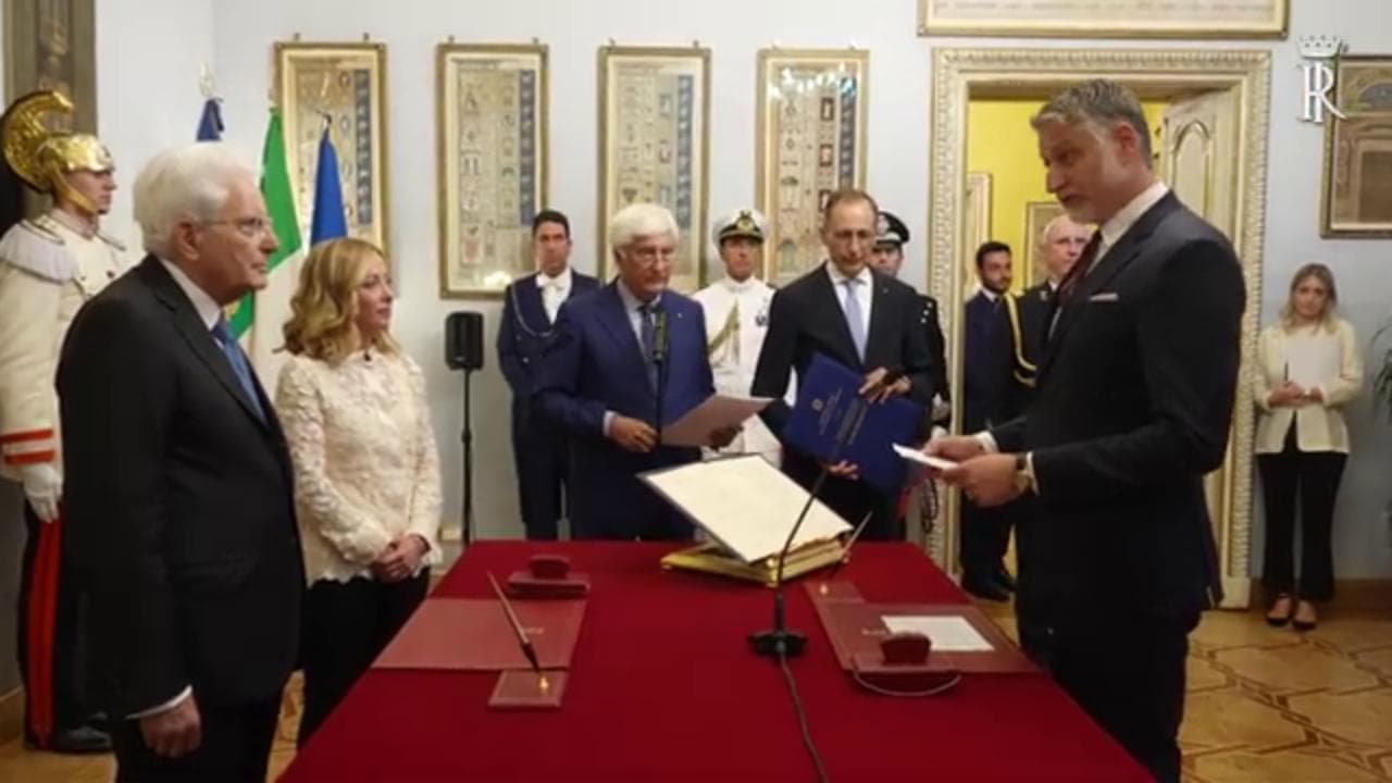 Quirinale, il giuramento di Alessandro Giuli come nuovo Ministro della Cultura