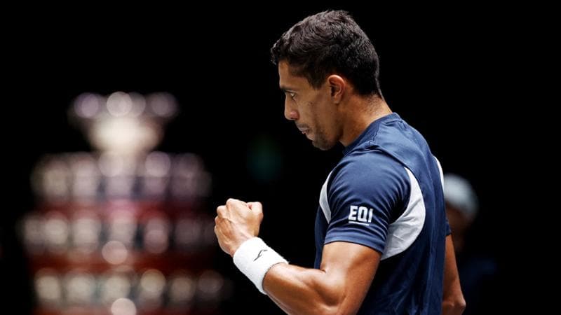 Una esultanza di Thiago Monteiro