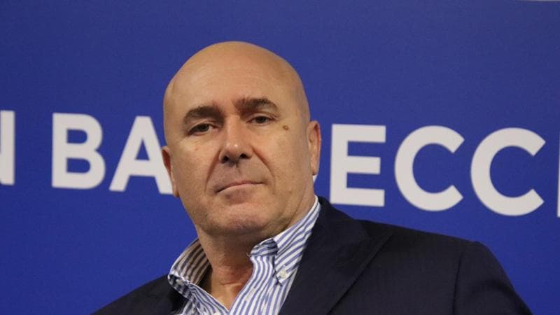 il presidente della Ternana calcio Stefano Bandecchi durante una conferenza stampa in cui ha ufficializzato la sua candidatura a sindaco di Terni, 14 novembre 2022..ANSA/Gianluigi Basilietti