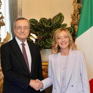 Mario Draghi con Giorgia Meloni