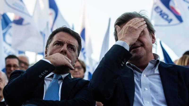 23/09/2022 Roma, chiusura della campagna elettorale di Azione - Italia Viva. nella foto Matteo Renzi e Carlo Calenda