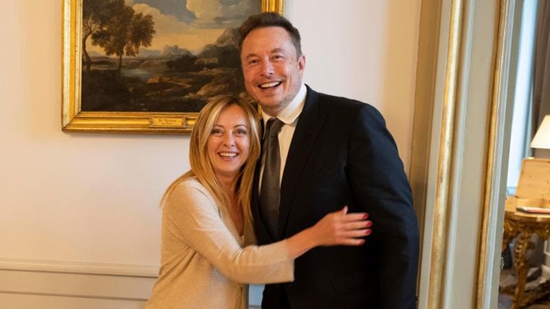 La presidente del Consiglio, Giorgia Meloni, incontra a Palazzo Chigi Elon Musk, fondatore di Tesla e SpaceX, Roma, 15 giugno 2023 (ANSA)
