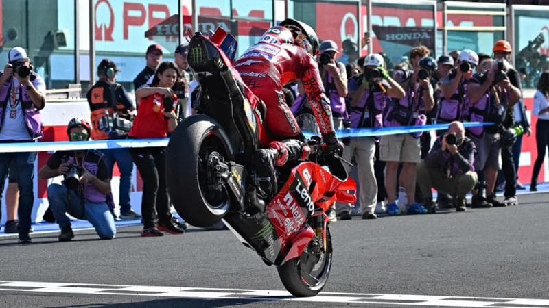 La Ducati di Francesco Bagnaia al traguardo della sprint